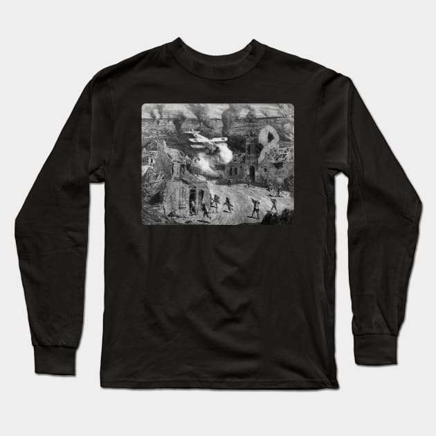 German WW1 Plane Attack Allied Soldiers Long Sleeve T-Shirt by Battlefields